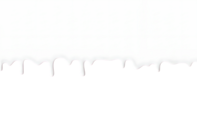 Abstract dripping black paint on a white surface isolated on transparent background