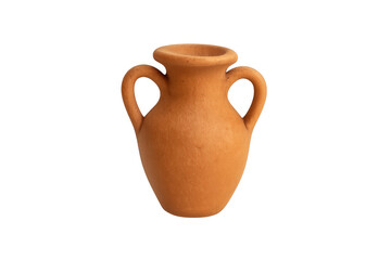 Terracotta ancient greek amphora isolated on transparent background