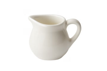 White ceramic creamer pitcher for milk and coffee