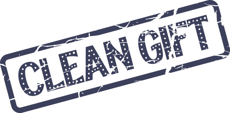 An essential blue textured stamp presenting the valuable phrase Clean Gift for your thoughtful promotional materials