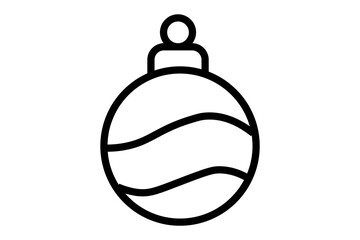 This is a simple, black-and-white line art illustration of a Christmas ornament or bauble.