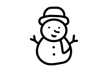 This is a simple, black-and-white line art illustration of a snowman.