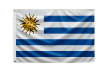 Vibrant Uruguayan flag waving proudly, a symbol of national pride and cultural heritage, perfect for travel and global events