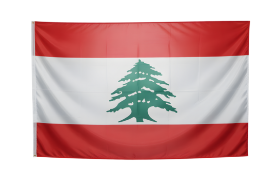 Vibrant Lebanese flag unfurled showcasing iconic cedar tree symbol of national pride and heritage