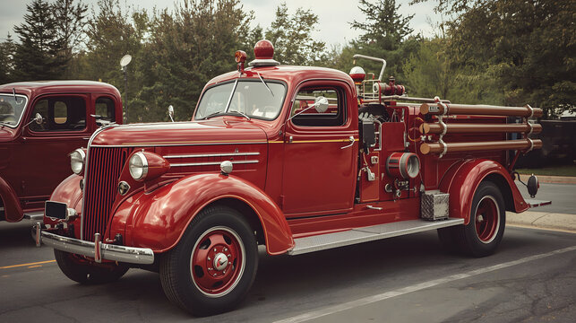 Vintage Old Classic Firetruck Fire Engine Pumper.