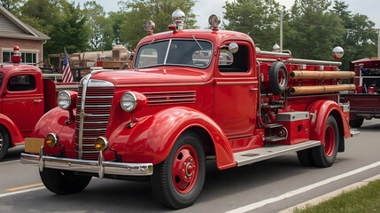 Vintage Old Classic Firetruck Fire Engine Pumper.
