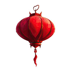 Obraz premium Traditional red lantern, hanging, detailed painting style
