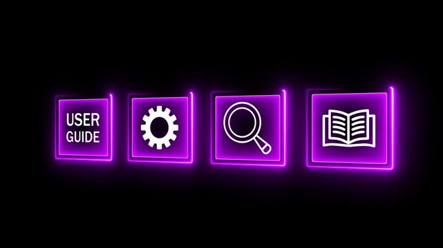 User manual guide concept o the transparent background. Online instruction manual and strategy advice. Motion graphics of user guide for business service. 4k video.