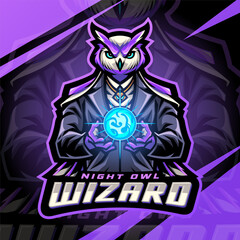 Owl wizard esport mascot logo design