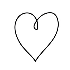 Heart. Hand drawn. Illustration of the heart. White background. Black outline. The heart-shaped line. Cute, love, spring, a declaration of love. Minimalism. It is the heart of art.
