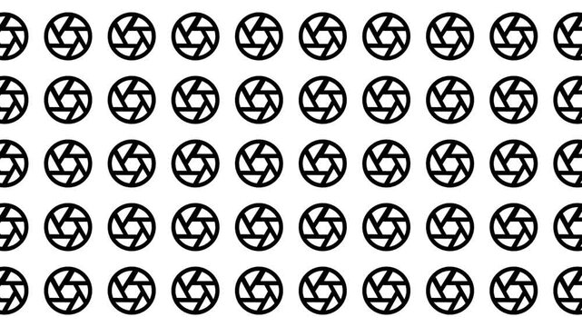Repeating circle pattern with sixblade aperture, suitable for backgrounds, graphic design, prints, textile designs, and geometric art concepts.