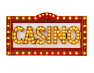 Vibrant retro casino sign with glowing marquee lights evokes excitement and entertainment for winning opportunities