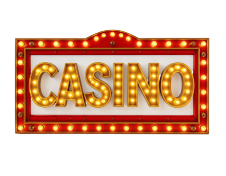 Vibrant retro casino sign with glowing marquee lights evokes excitement and entertainment for winning opportunities