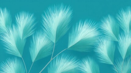 Fototapeta premium Delicate soft turquoise foliage with feathery textures creating a serene botanical background for soothing visual aesthetics and nature-inspired designs
