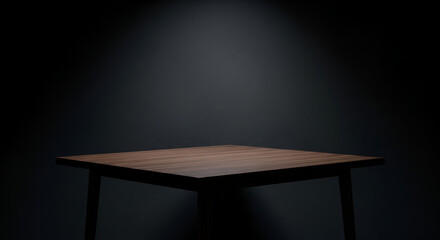 Dark Studio Table Spotlight in Empty Room Scene.