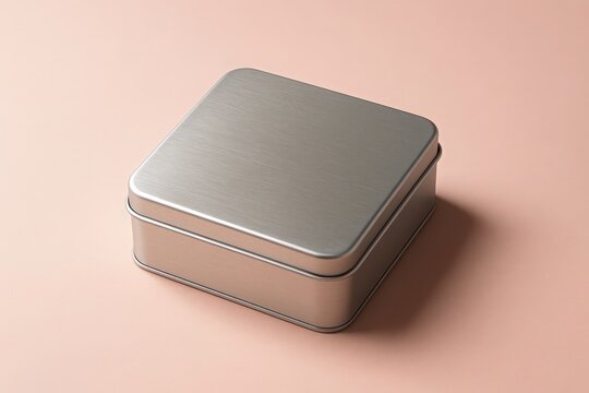 Silver Metal Container on Pink Background