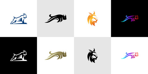 Set of Lynx Cat Symbols Templates Logo Icons Vector Illustrations