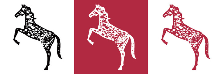 年賀状デザインに！馬のスタンプ風素材