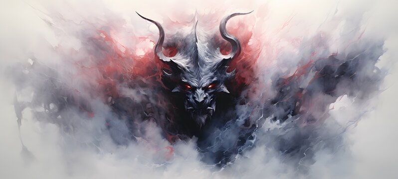 a light ziz demon , coming out of the smoke,,generative AI