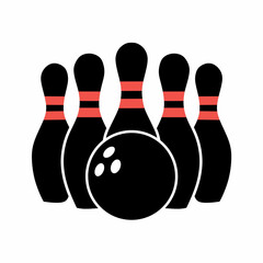 Bowling Strike Vector Illustration with Pins and Ball Isolated