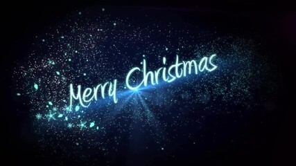 Teal cloud moving from left starting cursive Merry Christmas reveal, drawing neon underline