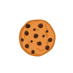 Cartoon Chocolate Chip Cookie with Uneven Edges and Dark Chocolate Chips