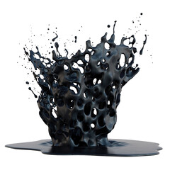 Abstract Black Liquid Splash Formation Isolated on Black Background Dynamic Motion Fluid Sculpture