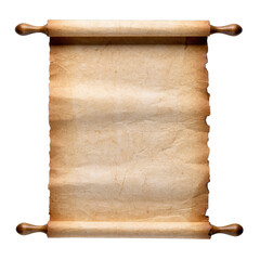Ancient Rolled Parchment Scroll With Wooden Rods On A Transparent Background