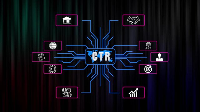 Futuristic Concept of CTR  with Digital Network and Global Connectivity on technology background.
