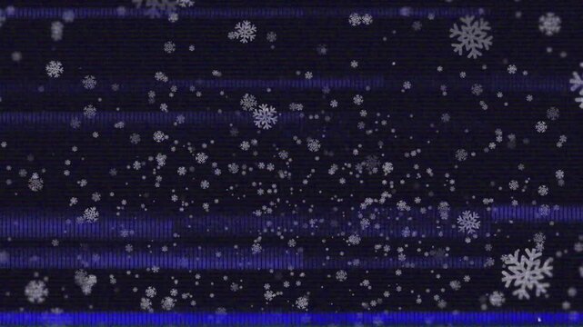 Flickering center scanline starting causing flakes drifting down, creating VHS glitch snow scene
