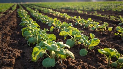 fresh potatoes growing in the garden. potatoes in the garden.