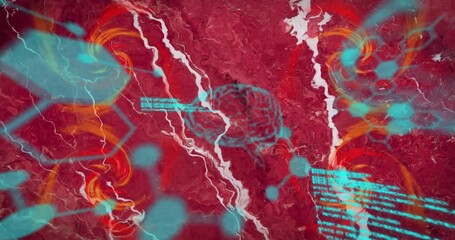 Cyan monospaced text appearing, scrolling and overlaying wireframe brain, visualizing neural data - Powered by Adobe