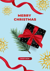 Christmas Sale background with present and ornament. Xmas discount banner big sale, final sale background. Offer for marketing poster design for web and Social.