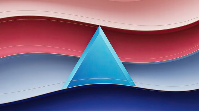 Abstract geometric background with blue triangle and wavy red white blue layers modern minimalist design for banners and presentations