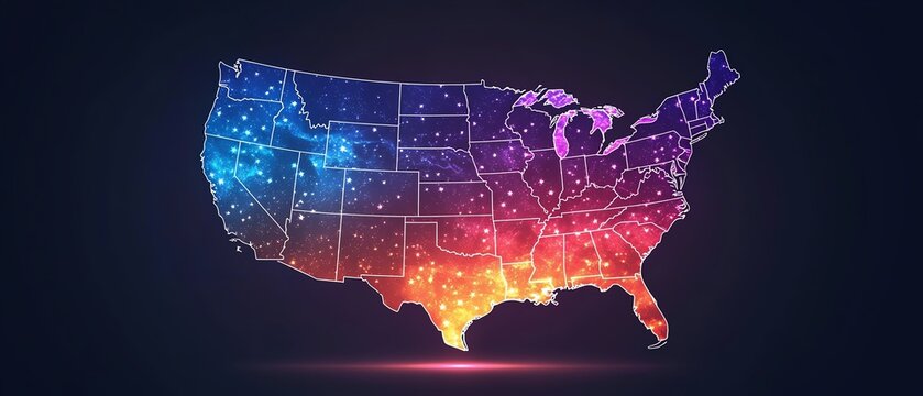 Electoral college map of the United States, featuring vibrant states with electoral votes clearly marked, political landscape, highdetail and accurate representation