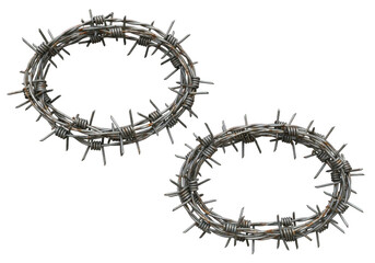 Two thorny crowns isolated on transparent background