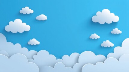 Soft and Whimsical Clouds on a Bright Blue Background, Perfect for Backgrounds, Designs, and Creative Projects in Various Artistic Contexts