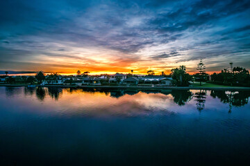 Fototapeta premium Sunrise over Delf Island in Spring