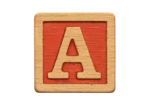 Wooden block letter a educating children learning alphabet