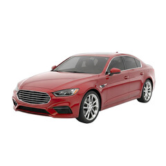 Naklejka premium Red Sedan Car Isolated on Transparent Background Dynamic Studio Lighting