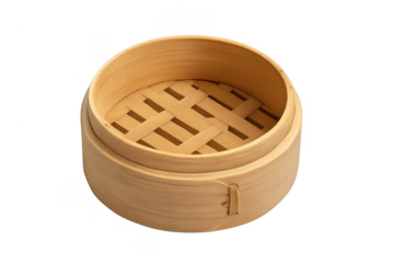 Bamboo steamer basket traditional asian cooking utensil transparent background