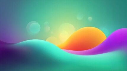 Abstract colorful waves with soft gradients in hues of green, purple, orange, and blue create a calming modern background for visual projects and designs