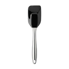 Black Silicone Spatula With Stainless Steel Handle Isolated On A Black Background Studio Shot With Clean Background