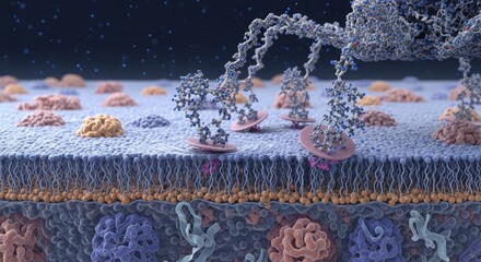 Cellular membrane structure depicts protein interaction with surface molecules in three dimensional detail