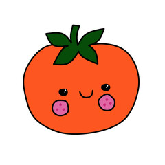Cute Kawaii Tomato with Smiling Face