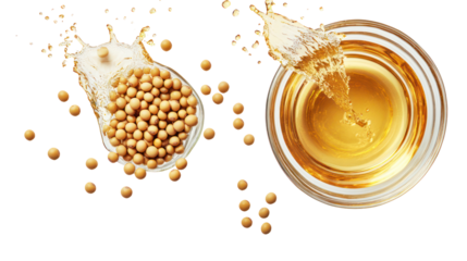 Two snails made of soybeans and oil isolated on transparent background