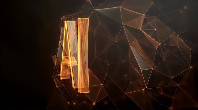 Abstract representation of artificial intelligence with glowing elements with ai generated