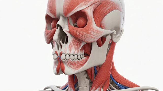 Detailed 3D Animation of Depressor Anguli Oris Muscle Anatomy and Frown Expression