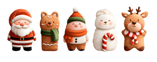 Set of Christmas Elements include Santa Clause, Elf, Reindeer, Ginger Bread and Sugar Cane vector