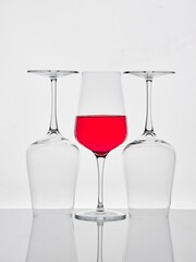 Studio photo of wine glasses and wine.